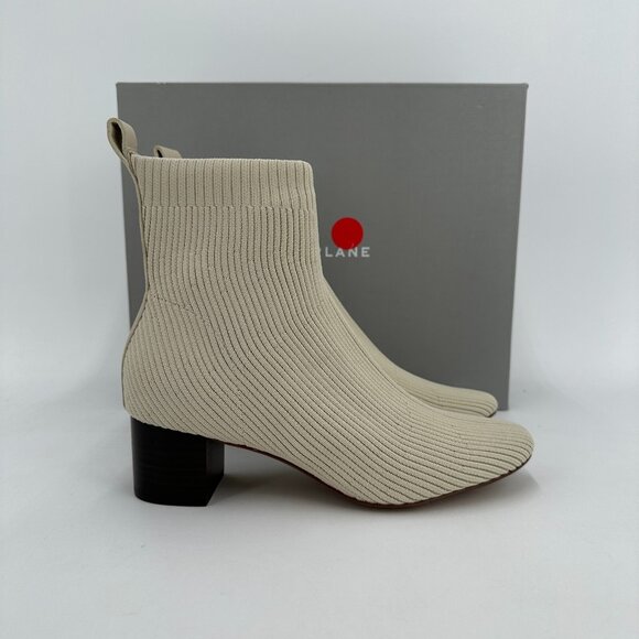 Everlane The Glove Boot in Bone size 5.5 Women's Stretch Rib Knit Ankle Bootie - Picture 1 of 7
